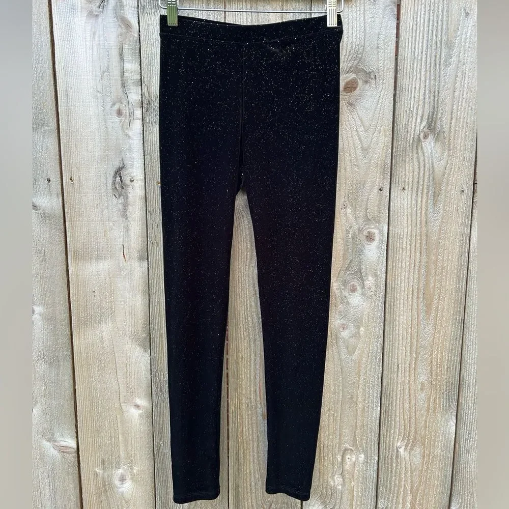 Crewcuts Girls Velour Black Gold Sparkle Leggings